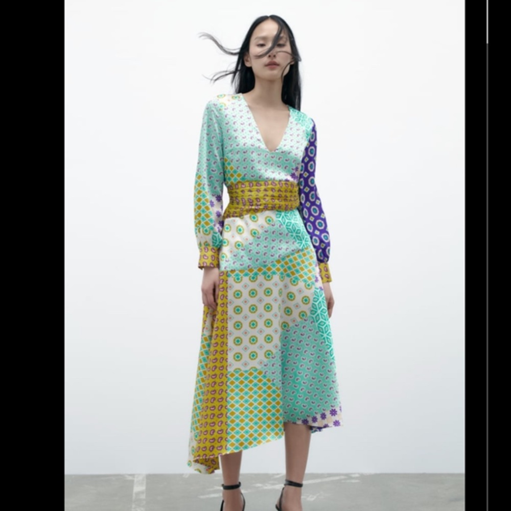 💙 PATCHWORK PRINT MIDI DRESS - Picture 6 of 13